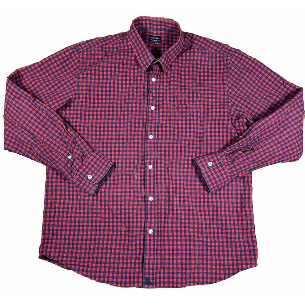 UNTUCKit Men’s Extra Large XL Plaid Button‎ Down Shirt Red Blue Checkered